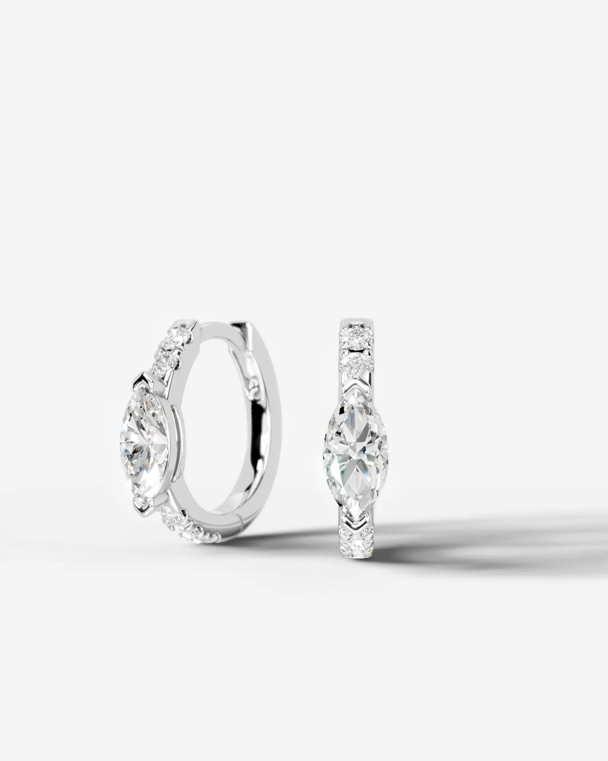 Lab Grown Diamond Marquise Accent Hoop Earrings