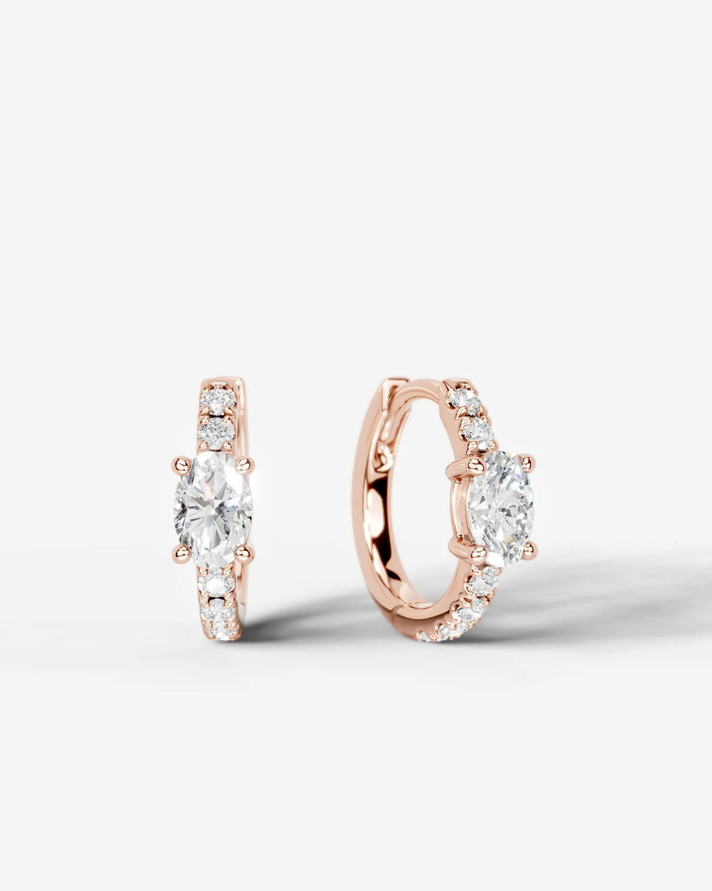 Lab Grown Diamond Oval Center Pavé Hoop Earrings