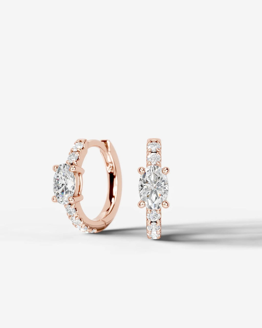 Lab Grown Diamond Oval Center Pavé Hoop Earrings