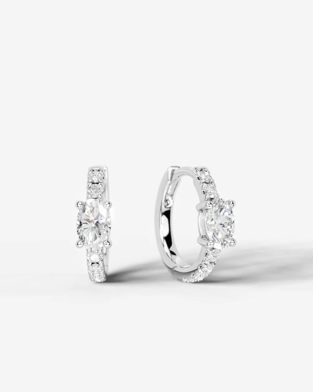 Lab Grown Diamond Oval Center Pavé Hoop Earrings