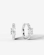 Lab Grown Diamond Oval Center Pavé Hoop Earrings