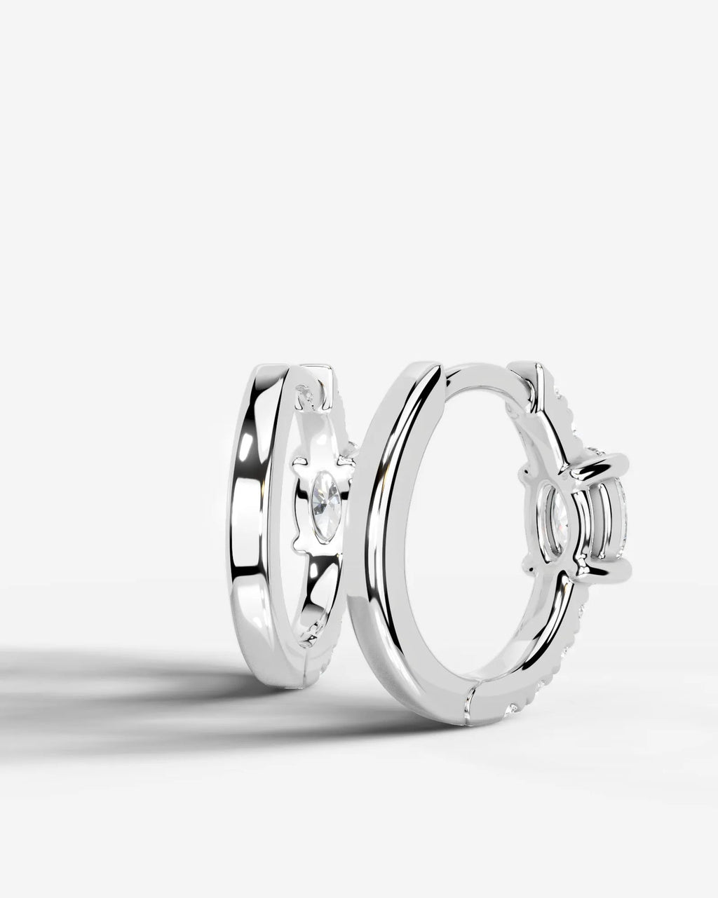 Lab Grown Diamond Oval Center Pavé Hoop Earrings