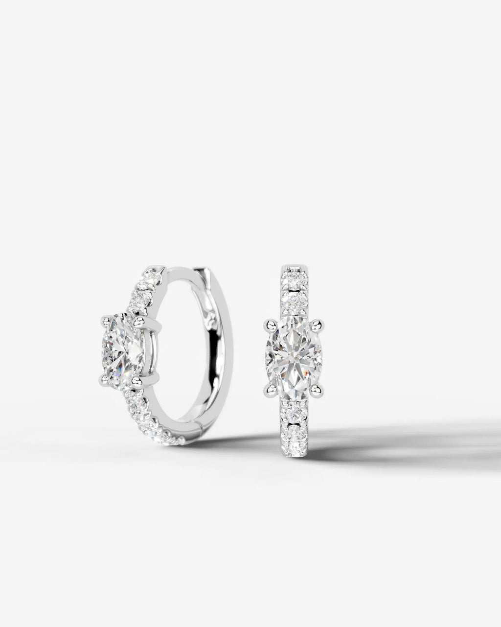 Lab Grown Diamond Oval Center Pavé Hoop Earrings