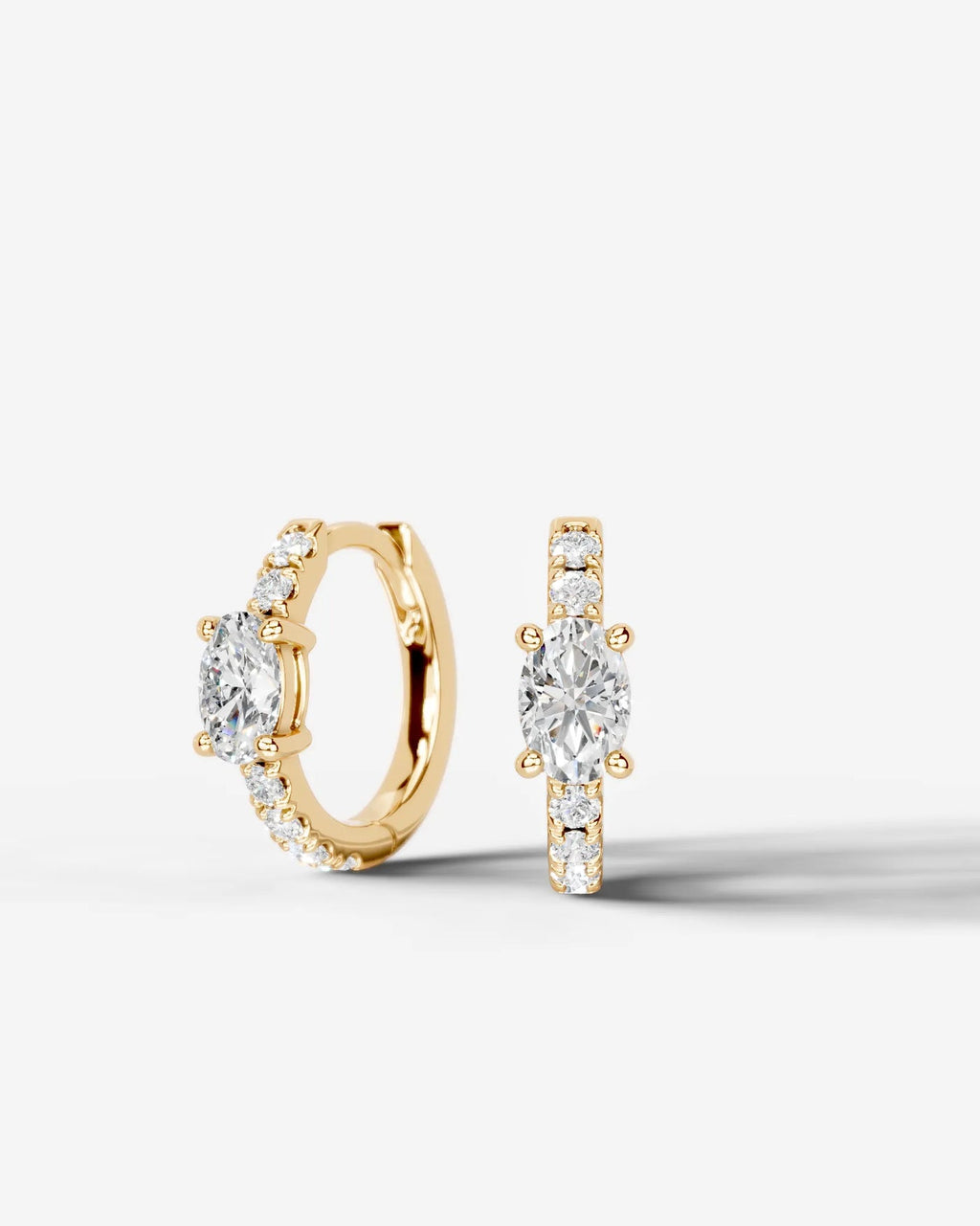 Lab Grown Diamond Oval Center Pavé Hoop Earrings