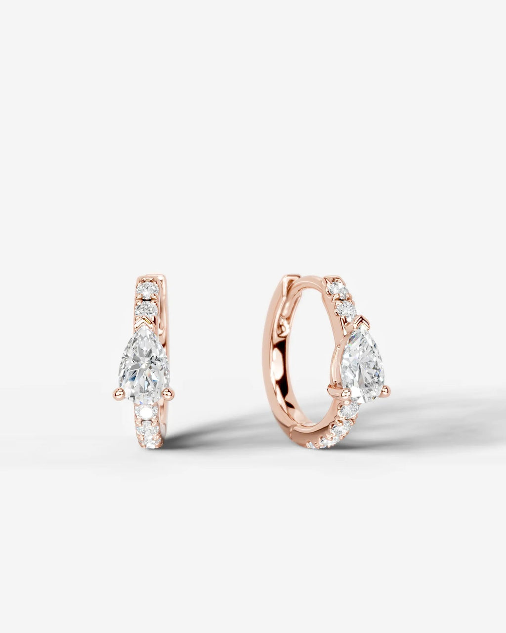 Lab Grown Diamond Pear Accent Hoop Earrings