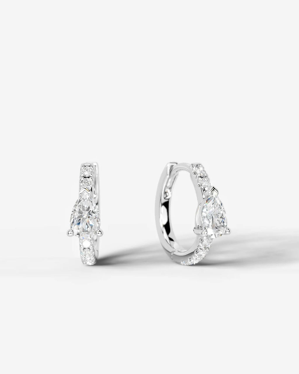 Lab Grown Diamond Pear Accent Hoop Earrings
