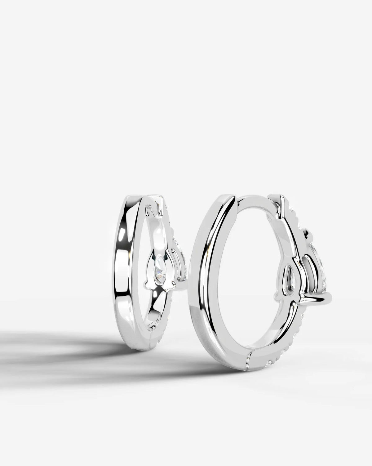 Lab Grown Diamond Pear Accent Hoop Earrings