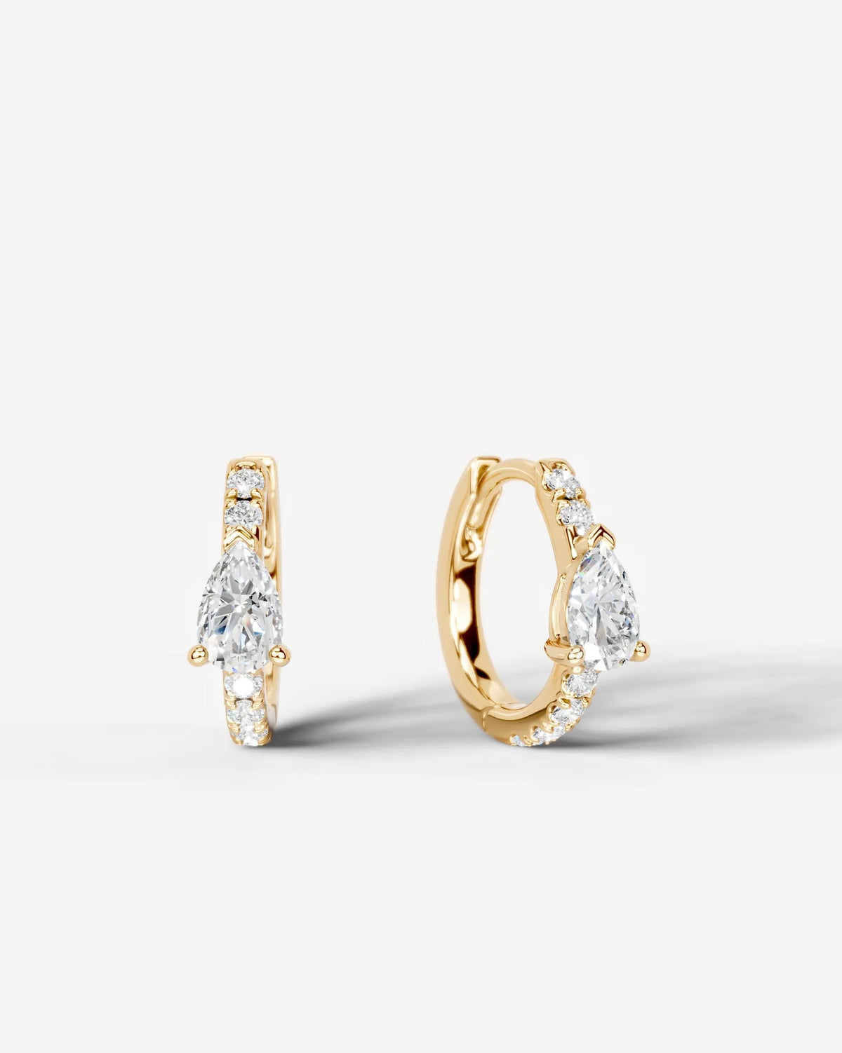 Lab Grown Diamond Pear Accent Hoop Earrings