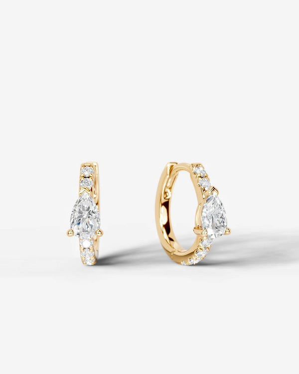 Lab Grown Diamond Pear Accent Hoop Earrings