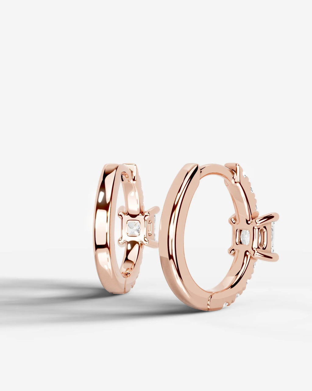 Lab Grown Diamond Princess Center Pavé Hoop Earrings