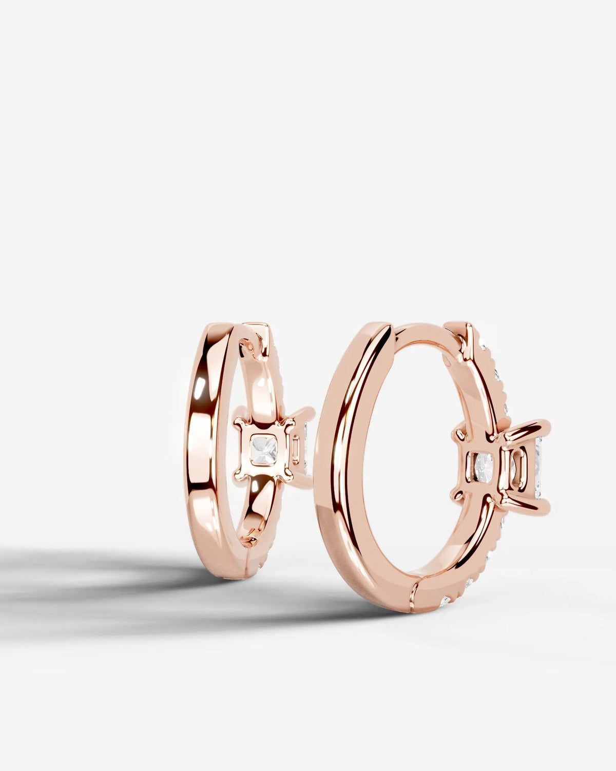 Lab Grown Diamond Princess Center Pavé Hoop Earrings