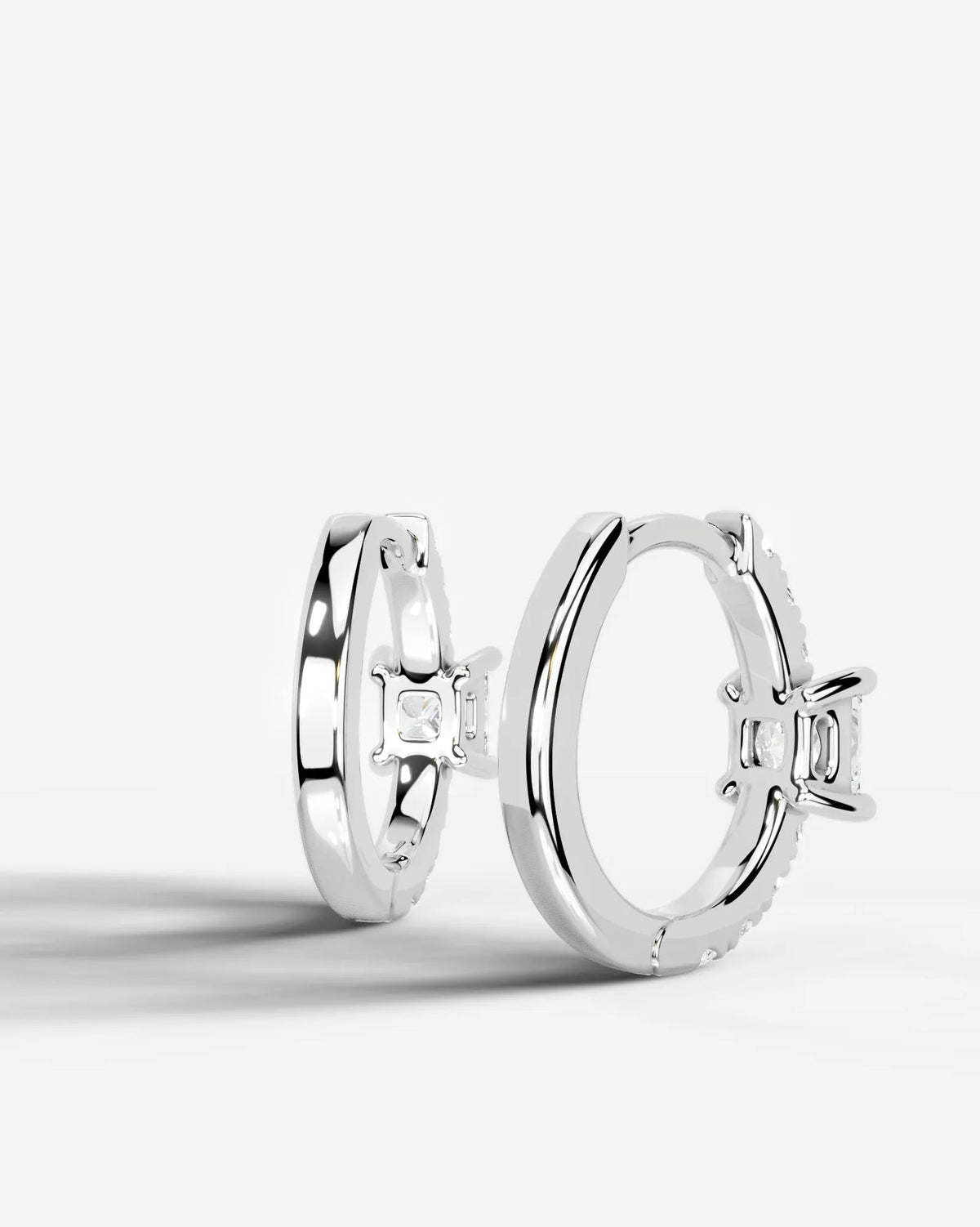 Lab Grown Diamond Princess Center Pavé Hoop Earrings