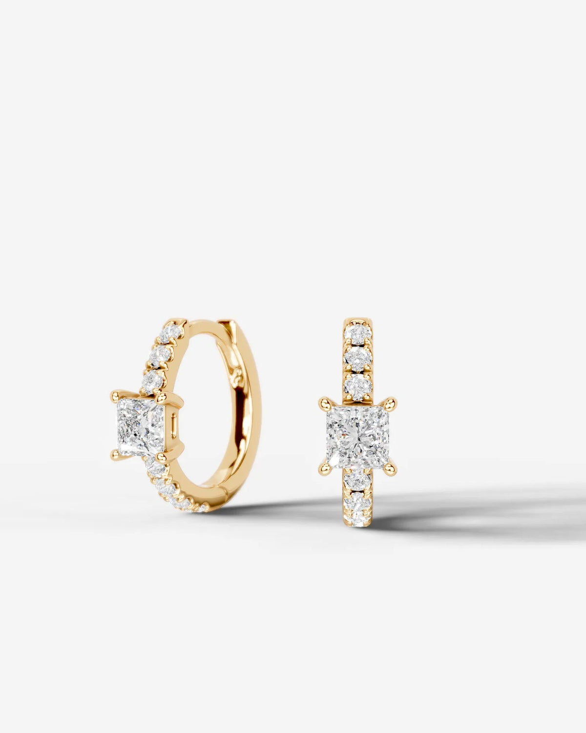 Lab Grown Diamond Princess Center Pavé Hoop Earrings