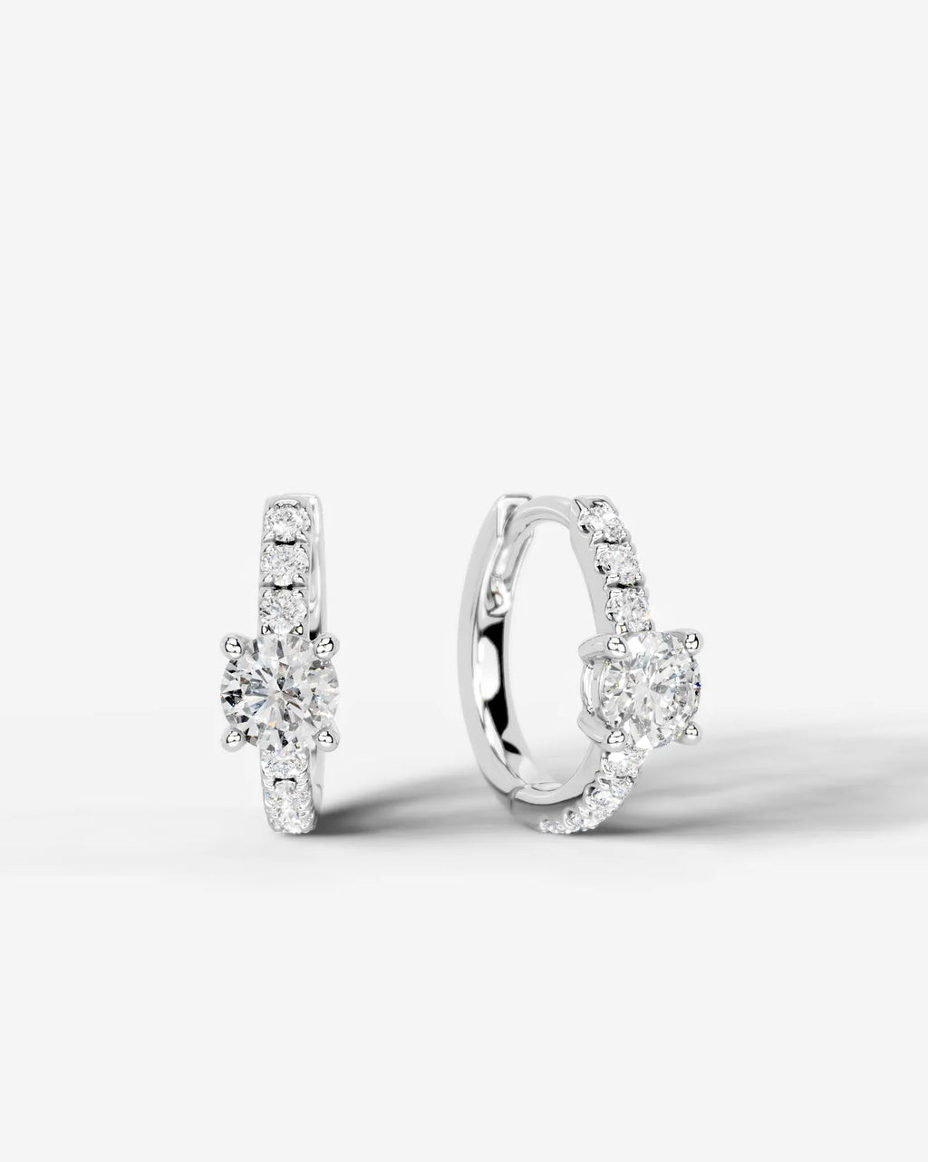 Lab Grown Diamond Round Center Pavé Hoop Earrings