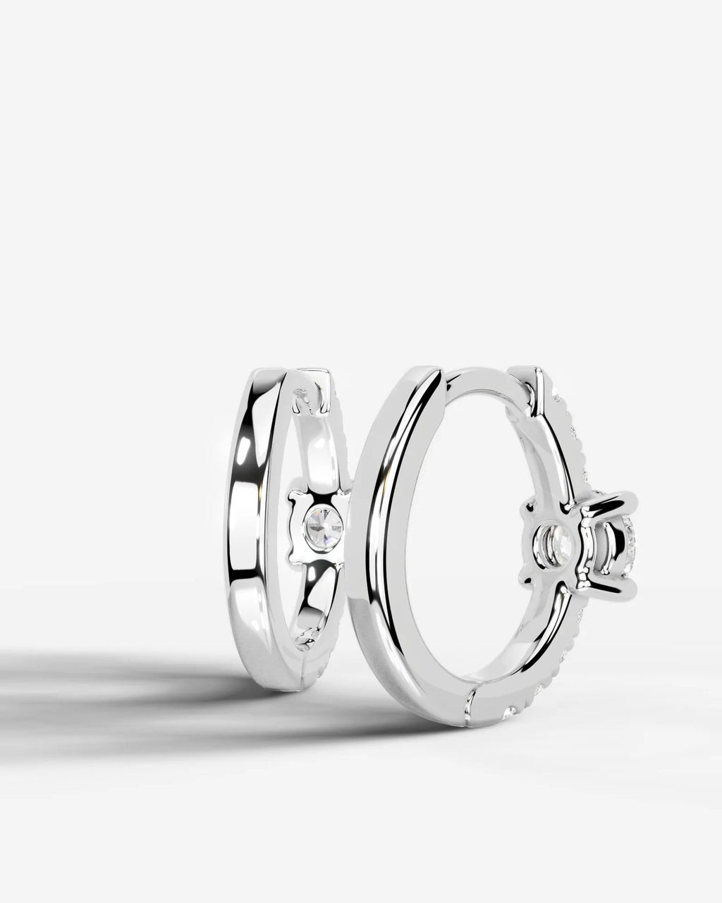 Lab Grown Diamond Round Center Pavé Hoop Earrings