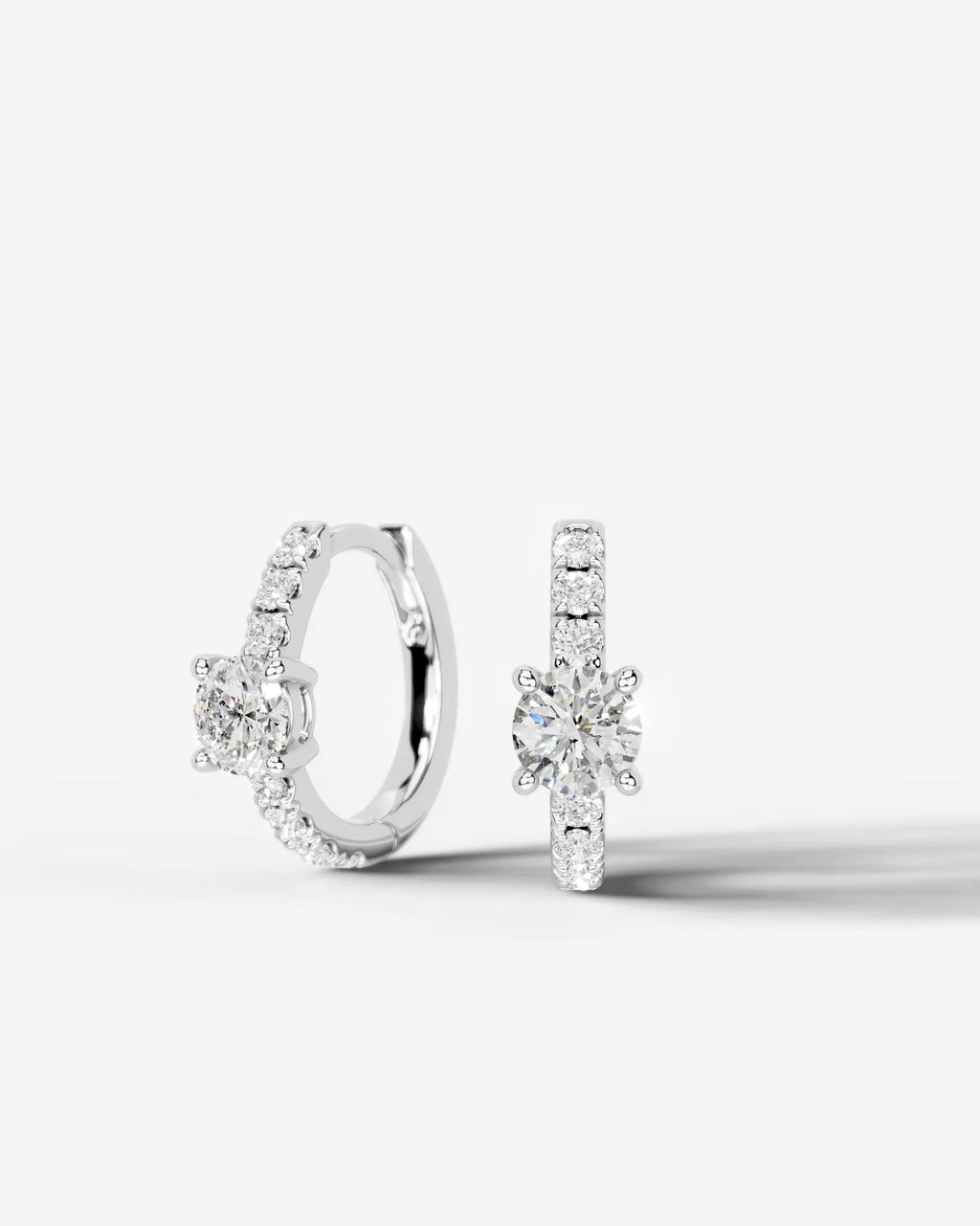 Lab Grown Diamond Round Center Pavé Hoop Earrings