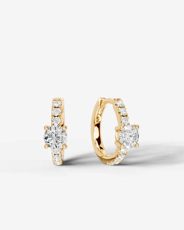 Lab Grown Diamond Round Center Pavé Hoop Earrings