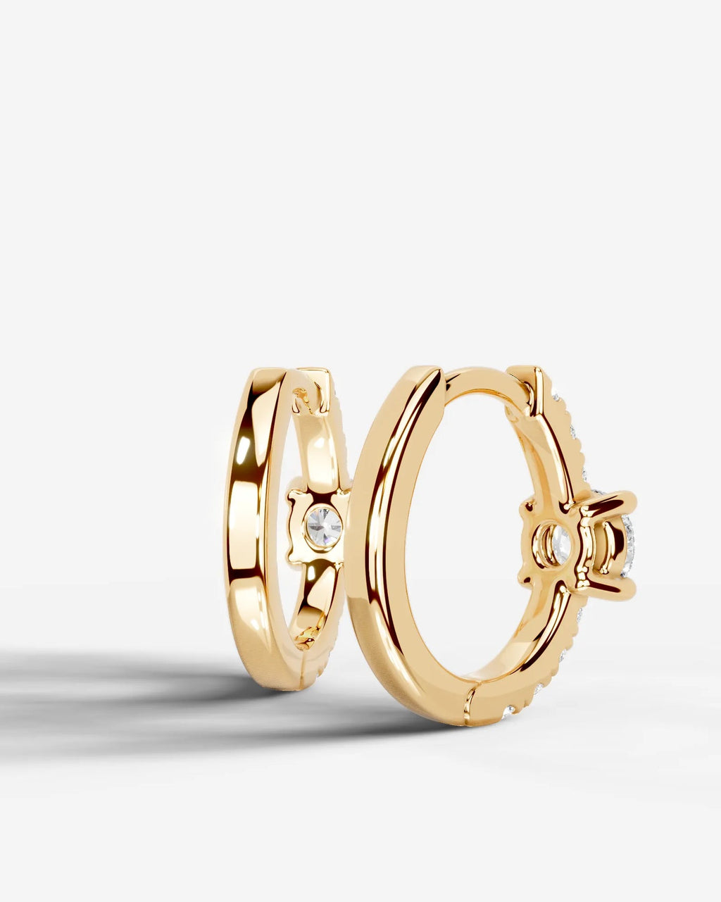 Lab Grown Diamond Round Center Pavé Hoop Earrings