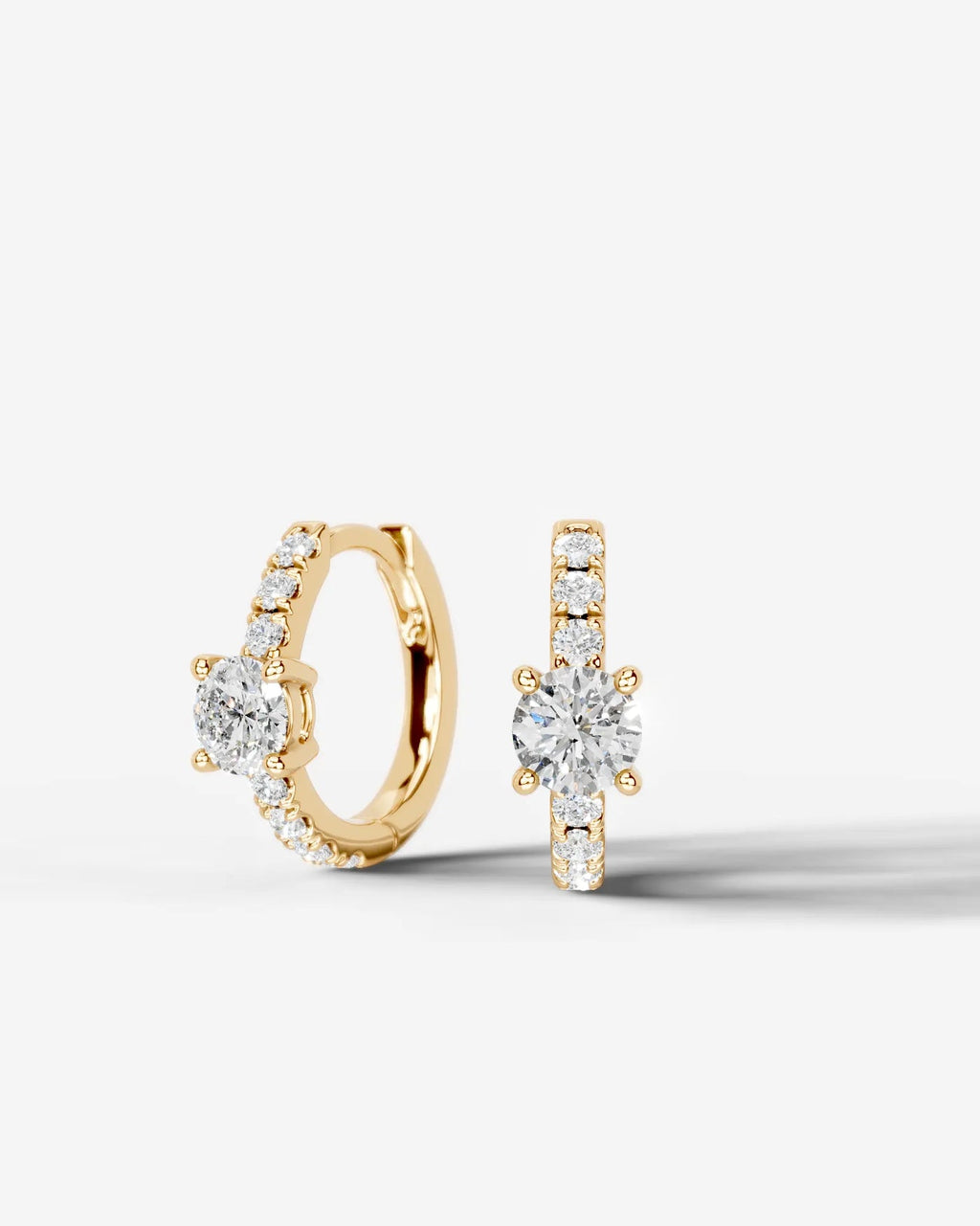 Lab Grown Diamond Round Center Pavé Hoop Earrings