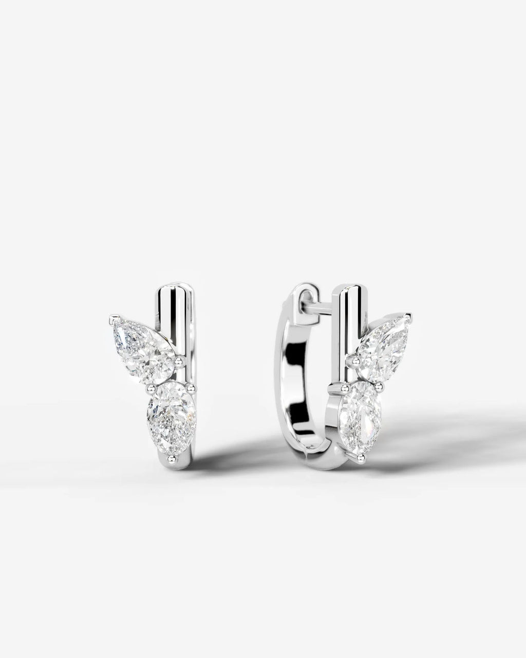 Lab Grown Diamond Oval Cluster Hoop Earrings