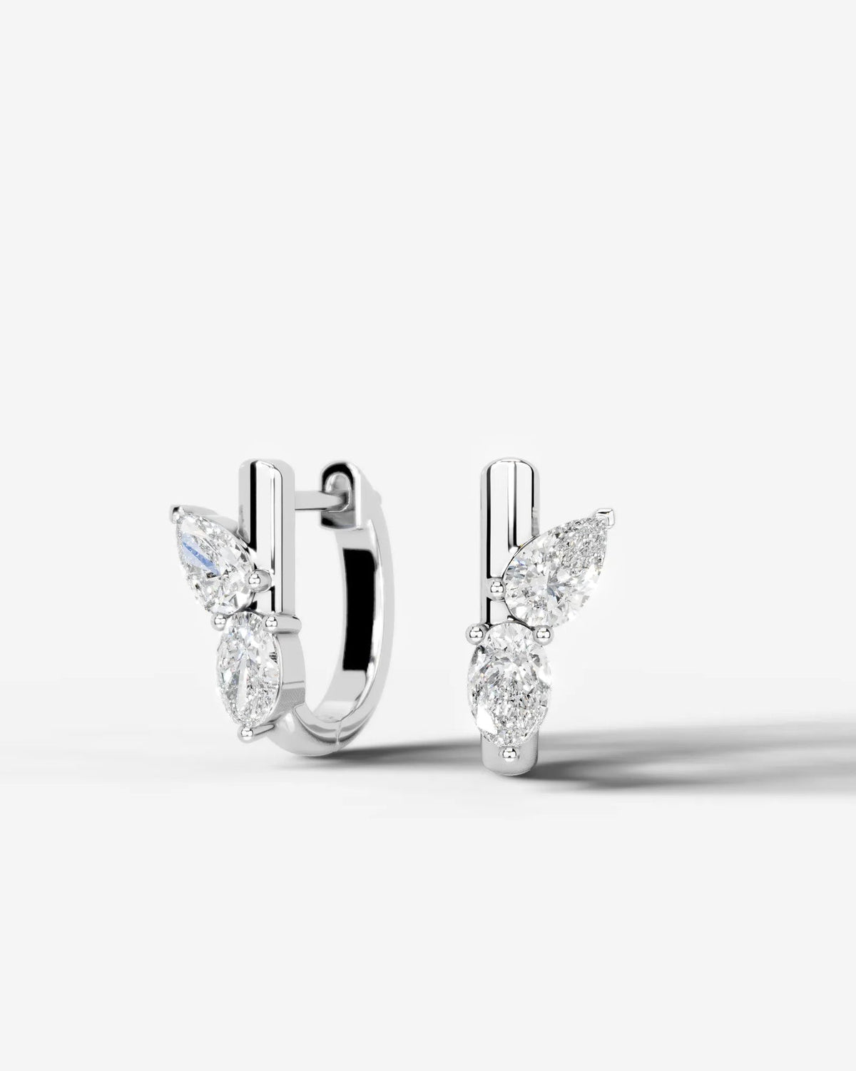 Lab Grown Diamond Oval Cluster Hoop Earrings