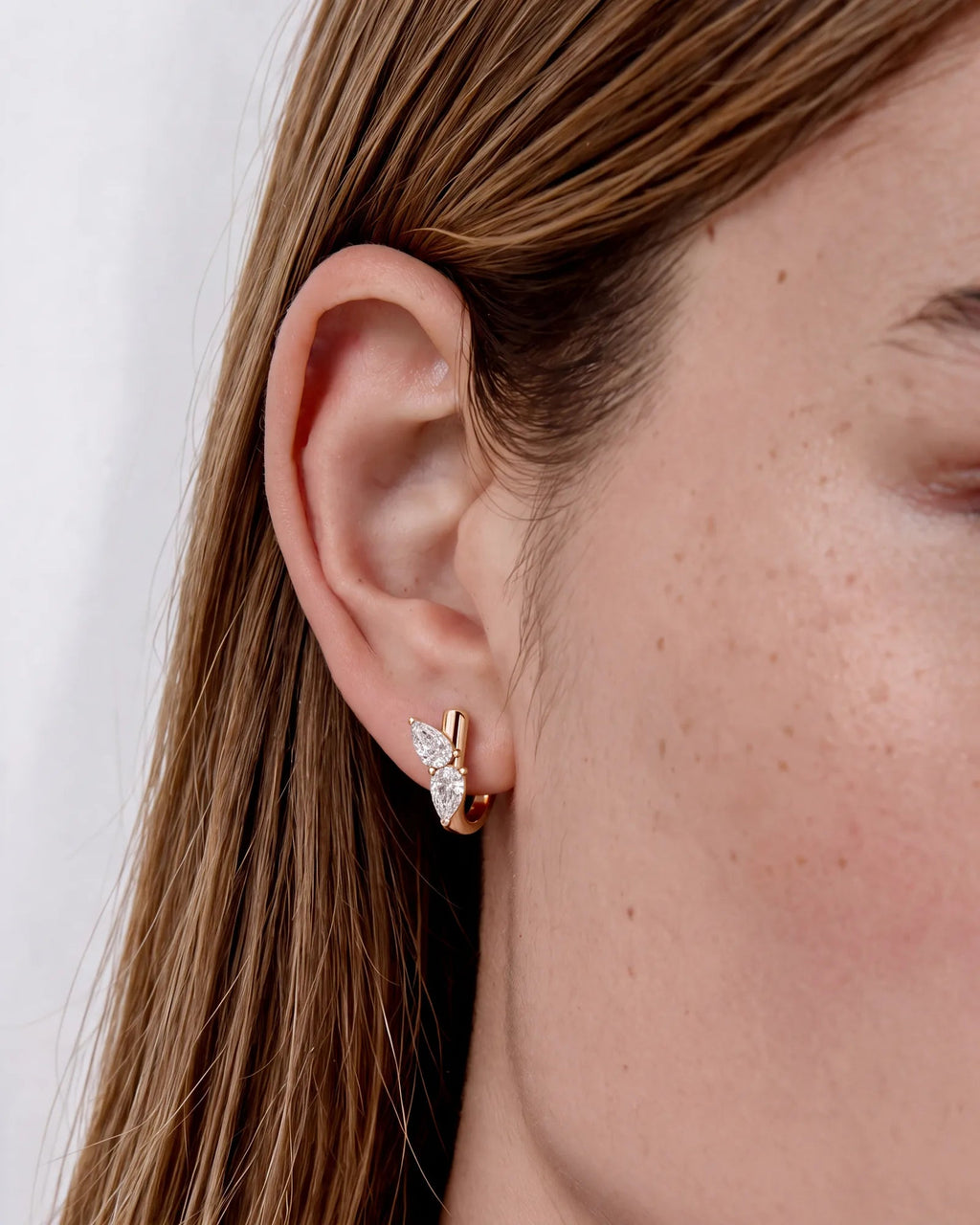 Lab Grown Diamond Butterfly Cluster Hoop Earrings