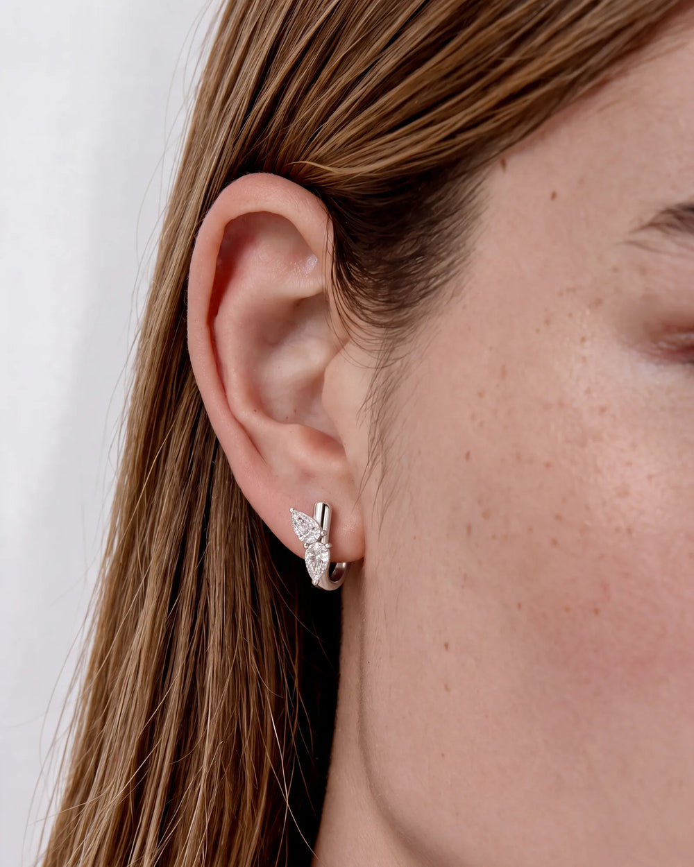 Lab Grown Diamond Butterfly Cluster Hoop Earrings