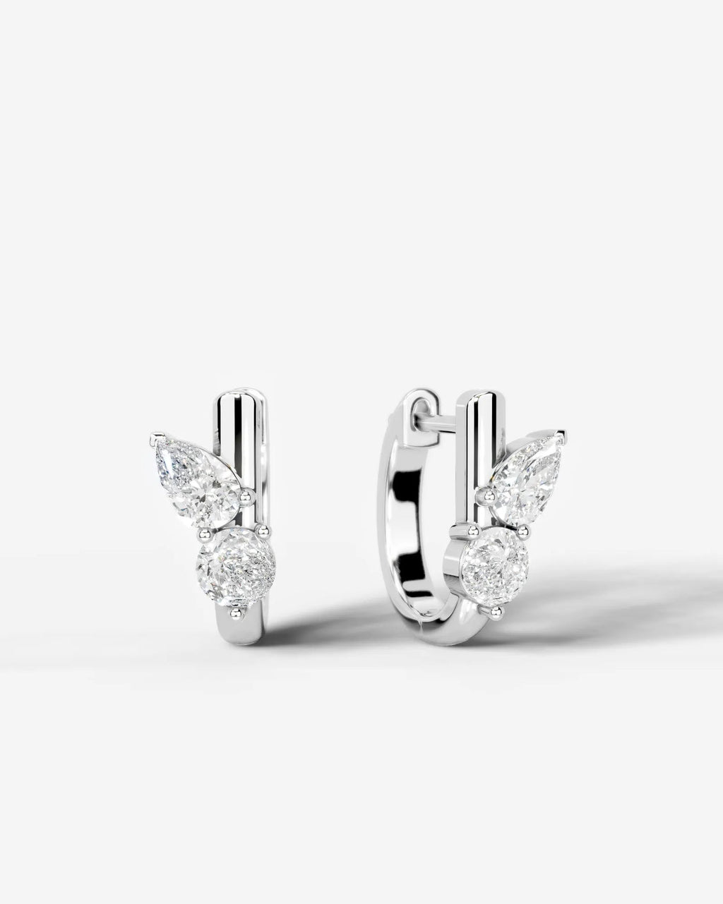 Lab Grown Diamond Round Cluster Hoop Earrings