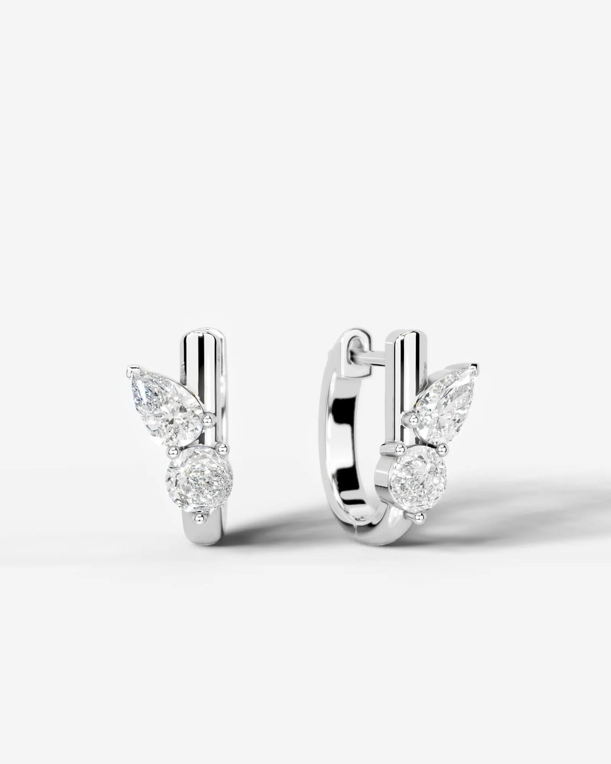 Lab Grown Diamond Round Cluster Hoop Earrings