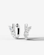 Lab Grown Diamond Round Cluster Hoop Earrings