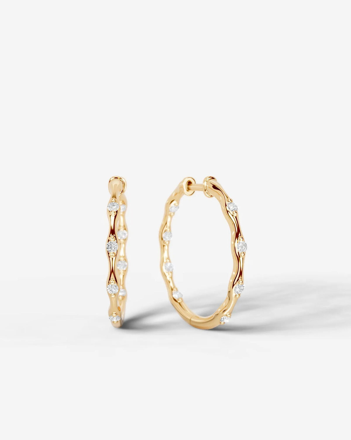 Lab Grown Diamond Twisted Gold Vine Earrings