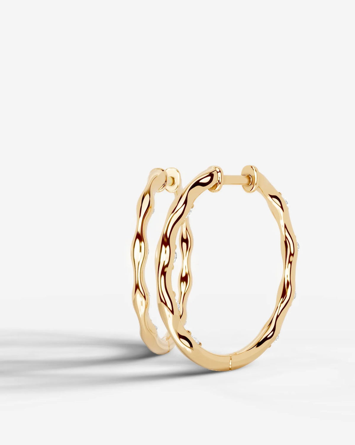 Lab Grown Diamond Twisted Gold Vine Earrings