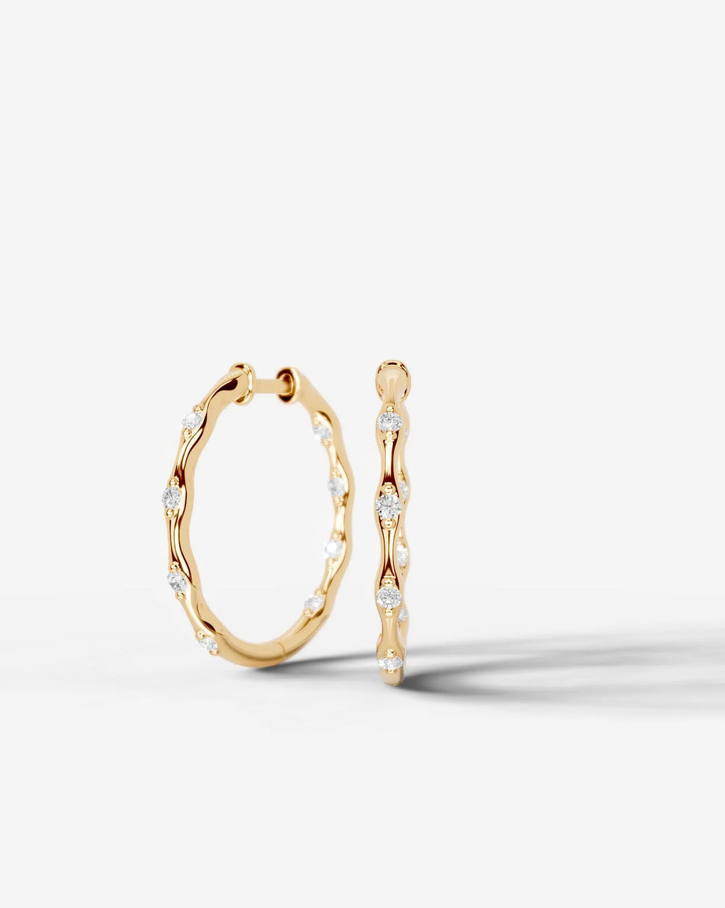 Lab Grown Diamond Twisted Gold Vine Earrings