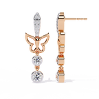 Butterfly Diamond Earrings – Lab Grown Round Brilliant Cut Studded Drop Earrings - Lustraa’s Diamond Earrings