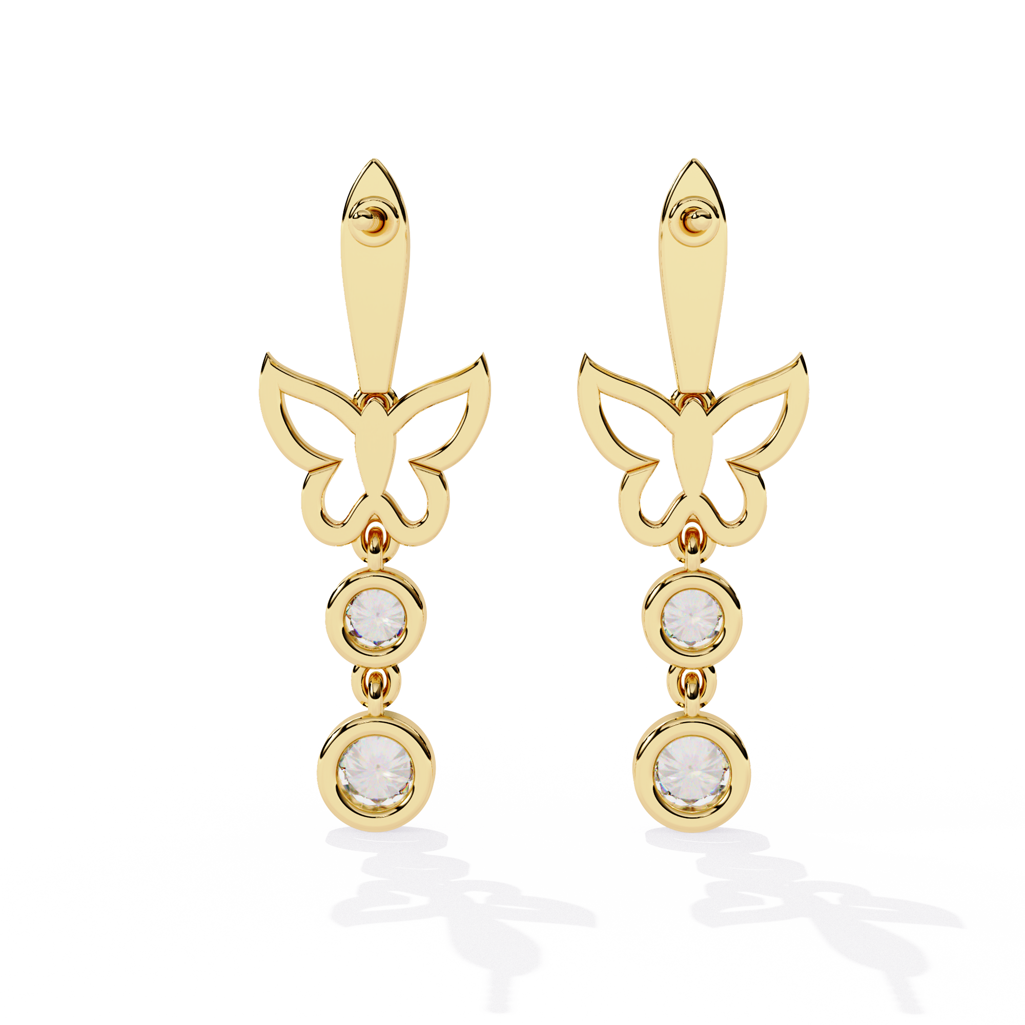 Butterfly Diamond Earrings – Lab Grown Round Brilliant Cut Studded Drop Earrings - Lustraa’s Diamond Earrings