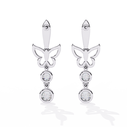 Butterfly Earrings – Round Brilliant Cut – Diamond Studded Drop Earrings- Lustraa’s Diamond Earrings