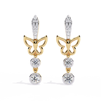Butterfly Diamond Earrings – Lab Grown Round Brilliant Cut Studded Drop Earrings - Lustraa’s Diamond Earrings