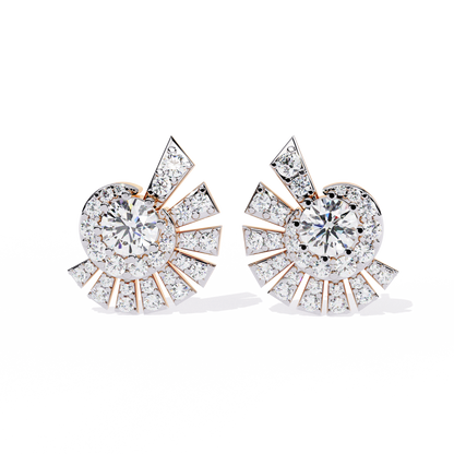 Sunburst Lab Grown Diamond Stud Earrings | Ethical Halo Diamond Earrings | Sustainable Luxury Jewelry | Modern Halo Studs –Lustraa’s Minimalist Earrings
