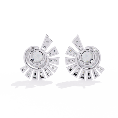 Sunburst Lab Grown Diamond Stud Earrings | Ethical Halo Diamond Earrings | Sustainable Luxury Jewelry | Modern Halo Studs –Lustraa’s Minimalist Earrings