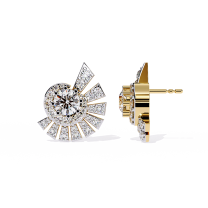 Sunburst Lab Grown Diamond Stud Earrings | Ethical Halo Diamond Earrings | Sustainable Luxury Jewelry | Modern Halo Studs –Lustraa’s Minimalist Earrings