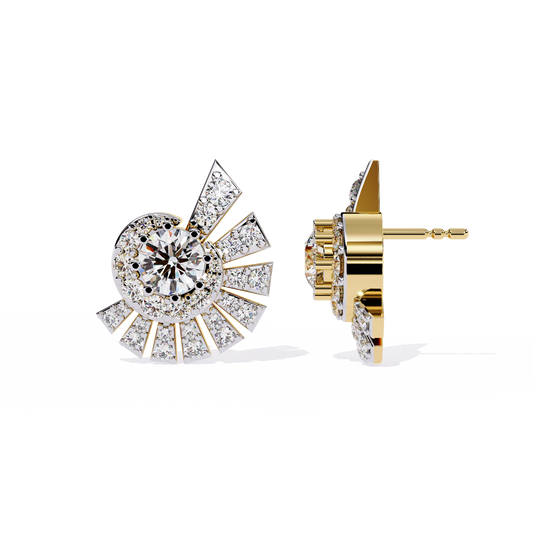 Sunburst Lab Grown Diamond Stud Earrings | Ethical Halo Diamond Earrings | Sustainable Luxury Jewelry | Modern Halo Studs –Lustraa’s Minimalist Earrings