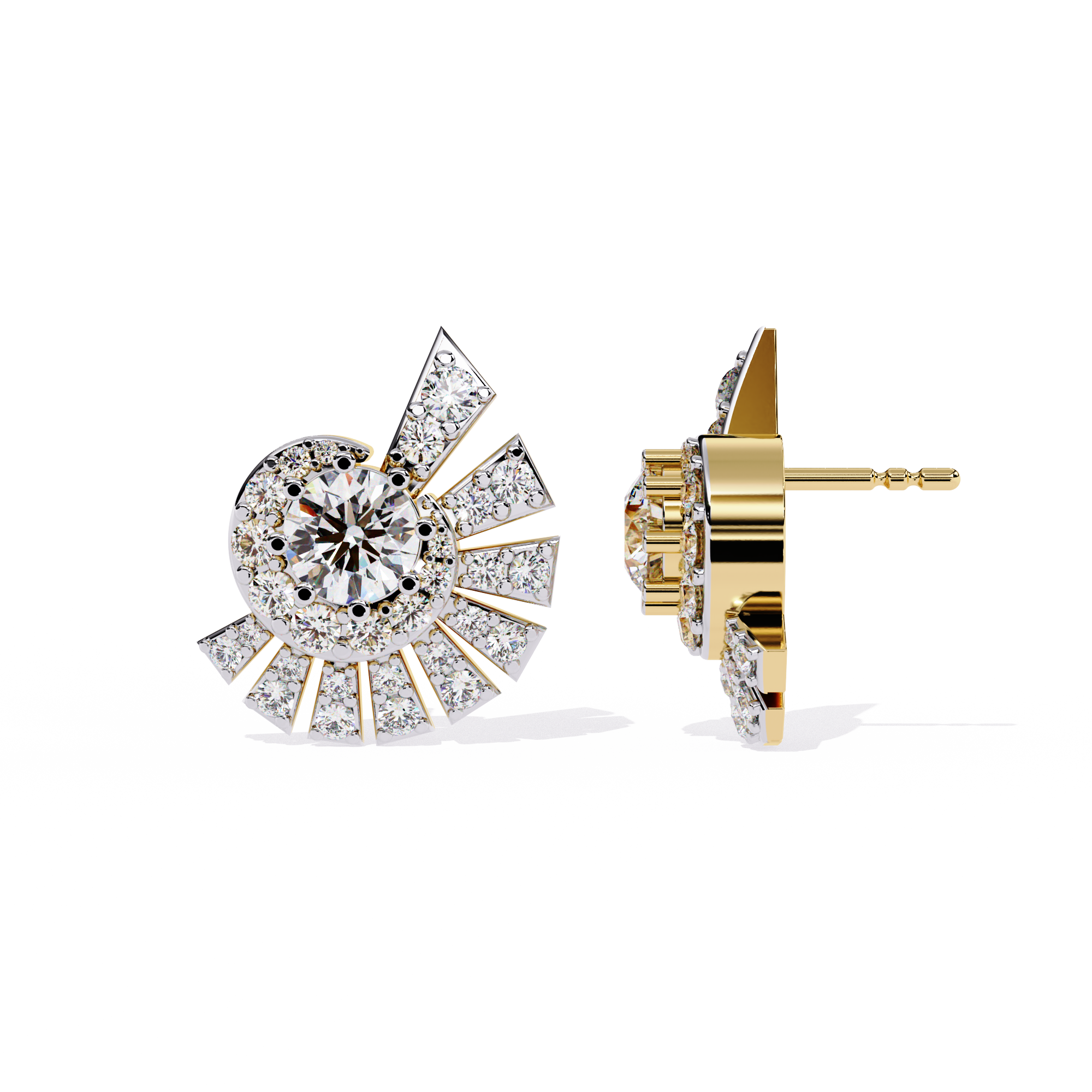 Sunburst Lab Grown Diamond Stud Earrings | Ethical Halo Diamond Earrings | Sustainable Luxury Jewelry | Modern Halo Studs –Lustraa’s Minimalist Earrings