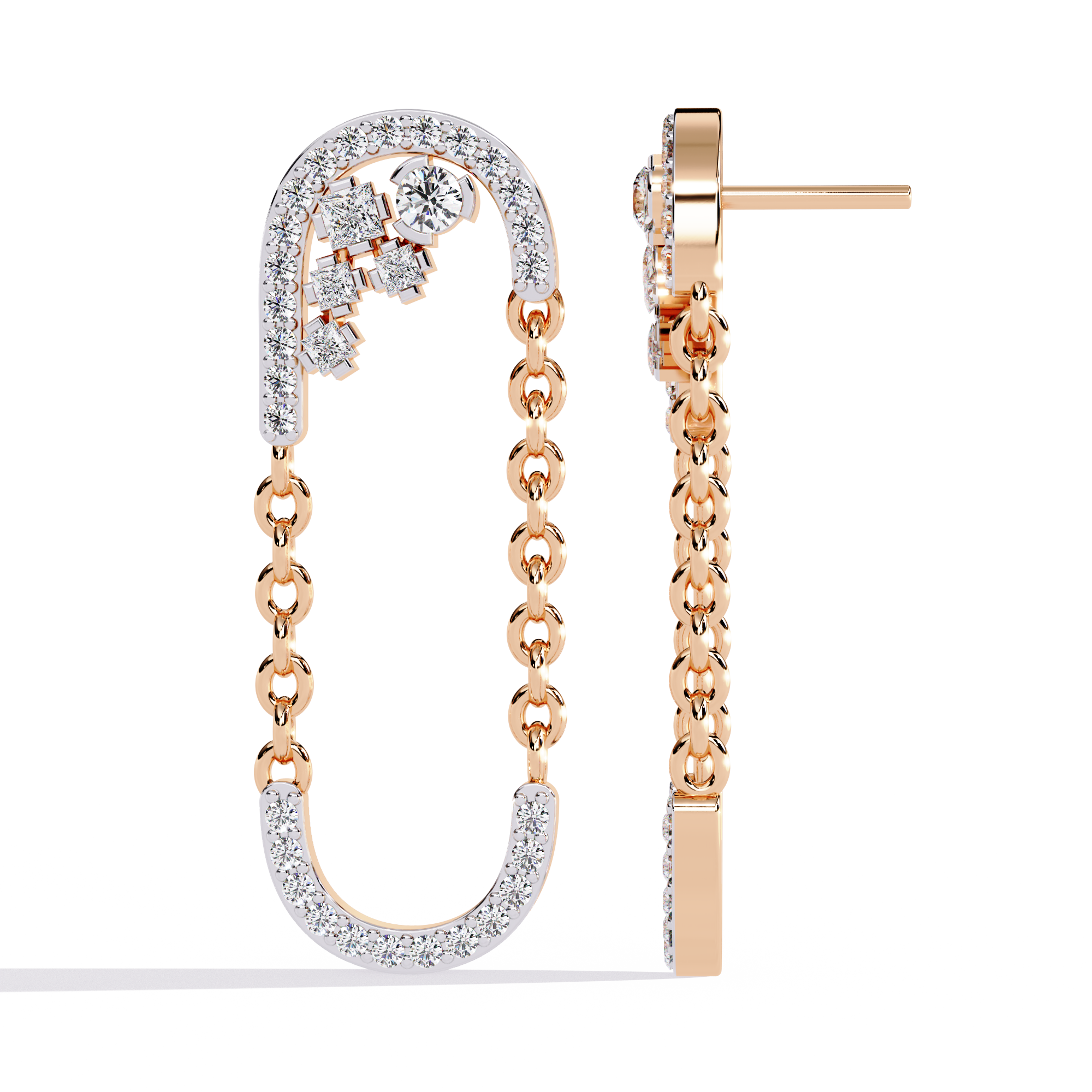 Lab Grown Diamond Chain Drop Earrings | Modern Dangling Earrings with Ethical Diamonds | Sustainable Luxury Jewelry –Lustraa’s Minimalist Earrings