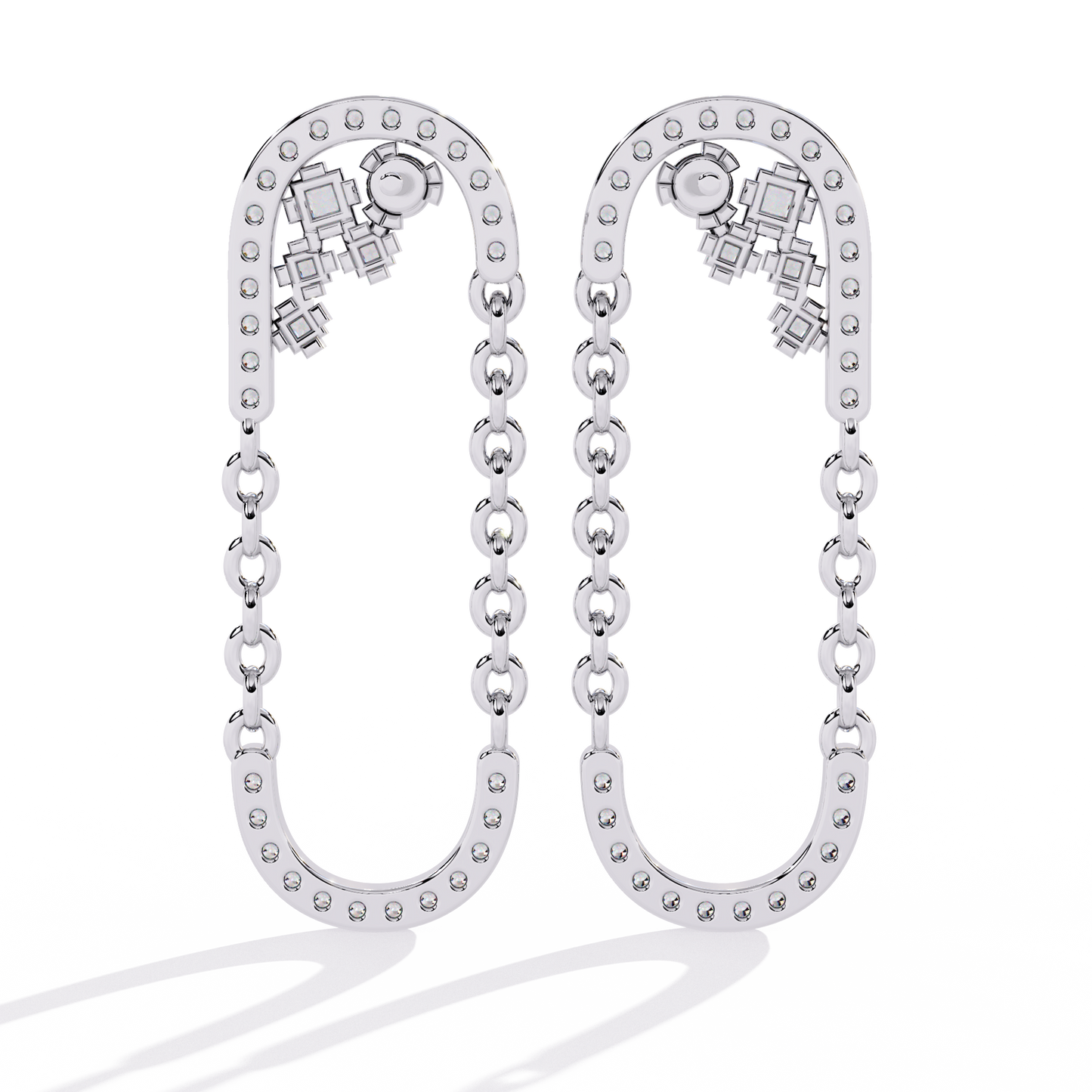 Lab Grown Diamond Chain Drop Earrings | Modern Dangling Earrings with Ethical Diamonds | Sustainable Luxury Jewelry –Lustraa’s Minimalist Earrings