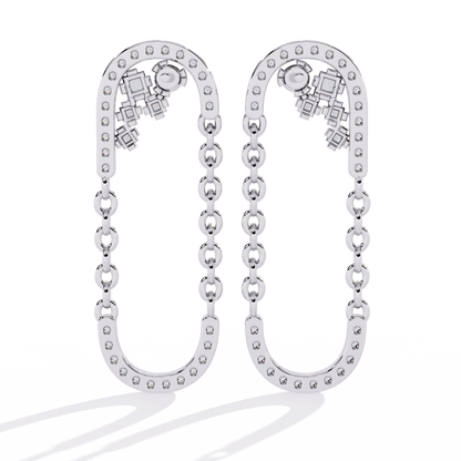Lab Grown Diamond Chain Drop Earrings | Modern Dangling Earrings with Ethical Diamonds | Sustainable Luxury Jewelry –Lustraa’s Minimalist Earrings