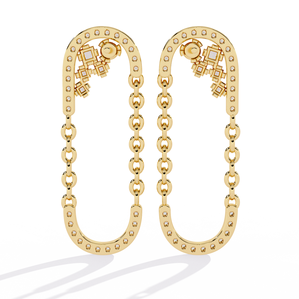 Lab Grown Diamond Chain Drop Earrings | Modern Dangling Earrings with Ethical Diamonds | Sustainable Luxury Jewelry –Lustraa’s Minimalist Earrings