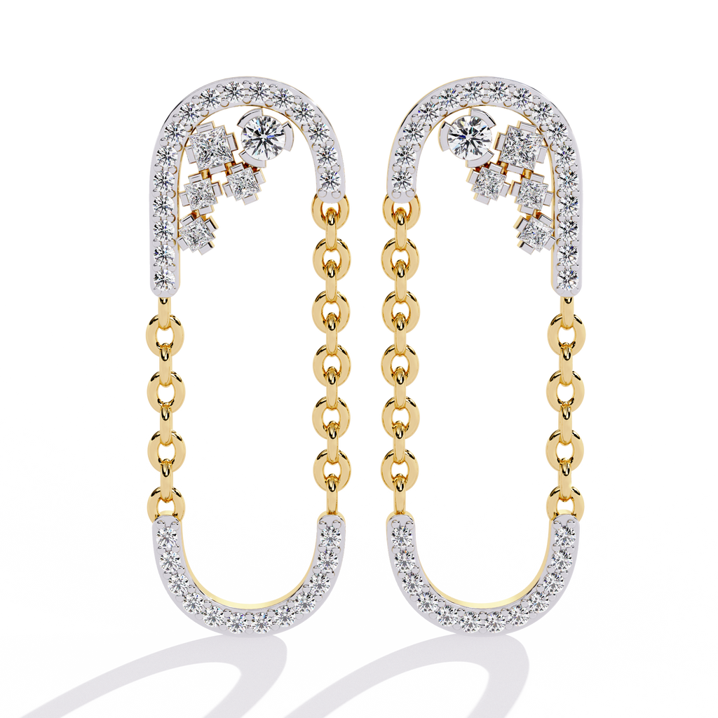 Lab Grown Diamond Chain Drop Earrings | Modern Dangling Earrings with Ethical Diamonds | Sustainable Luxury Jewelry –Lustraa’s Minimalist Earrings