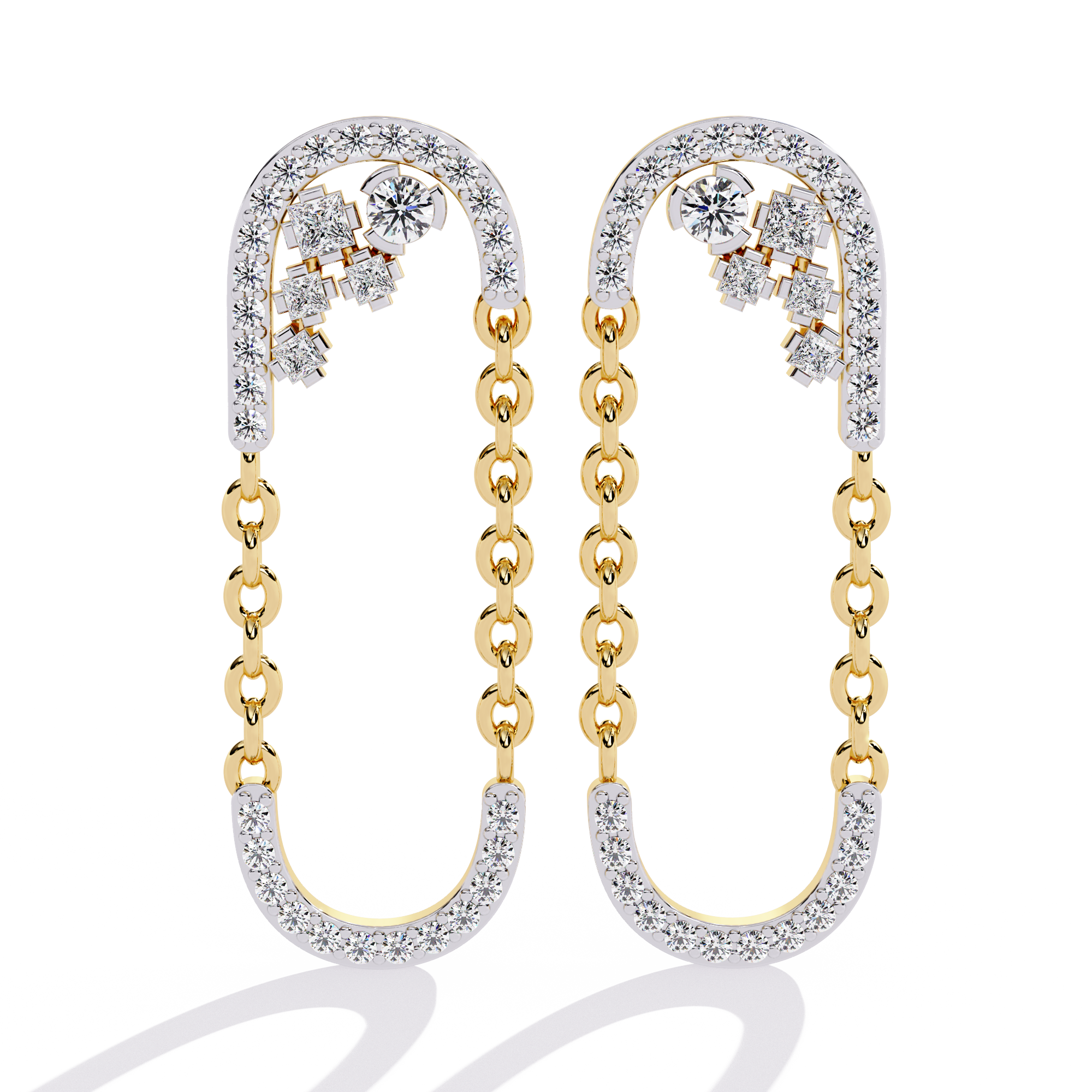 Lab Grown Diamond Chain Drop Earrings | Modern Dangling Earrings with Ethical Diamonds | Sustainable Luxury Jewelry –Lustraa’s Minimalist Earrings