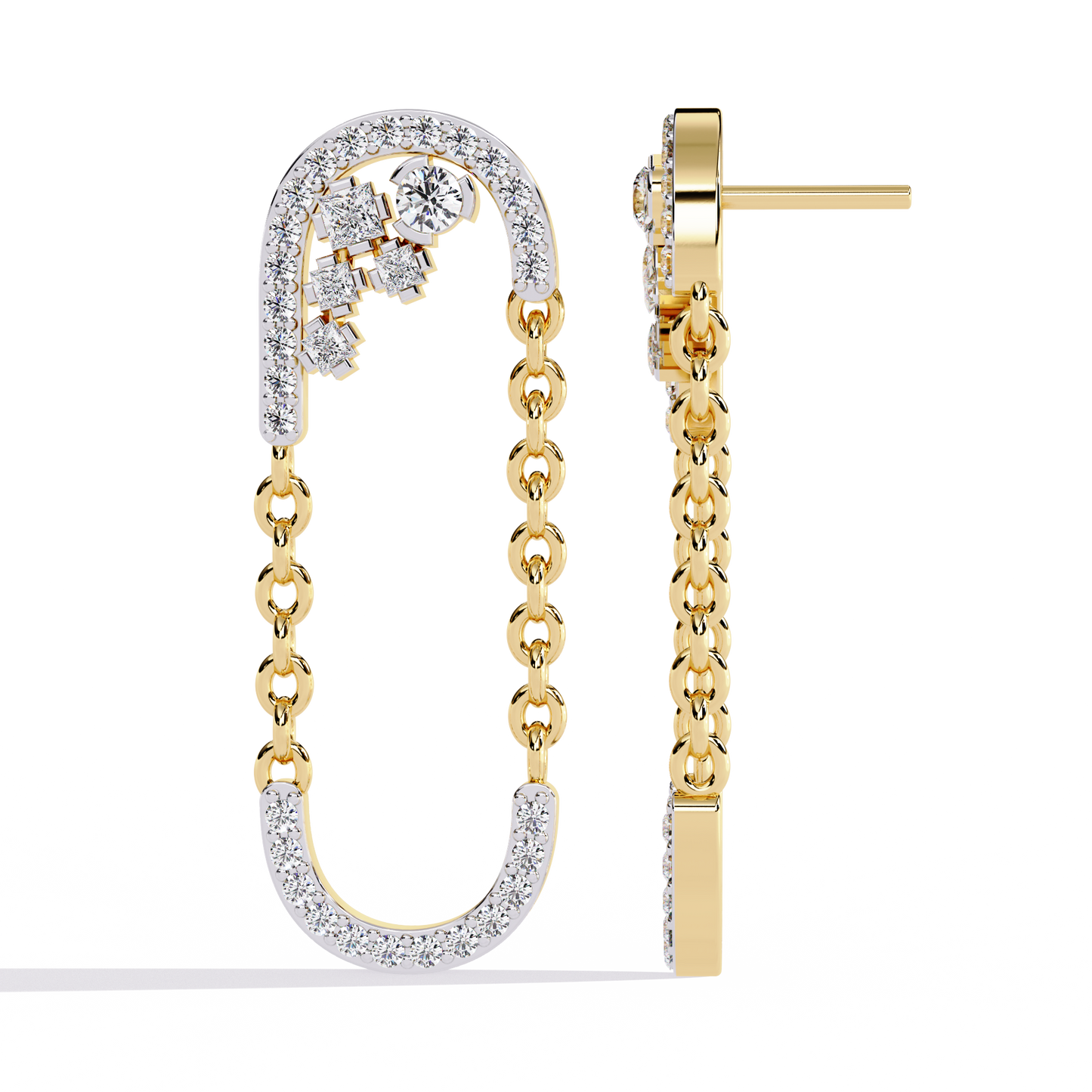Lab Grown Diamond Chain Drop Earrings | Modern Dangling Earrings with Ethical Diamonds | Sustainable Luxury Jewelry –Lustraa’s Minimalist Earrings