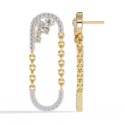 Lab Grown Diamond Chain Drop Earrings | Modern Dangling Earrings with Ethical Diamonds | Sustainable Luxury Jewelry –Lustraa’s Minimalist Earrings